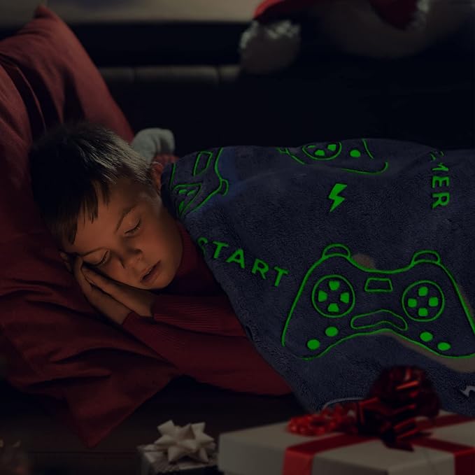 Glow in The Dark Blanket Game Controller Throw Blanket, Toys for Kids Boyfriend, Boys Teen Soft Cozy Gaming Blanket Gamer Gifts Game Decor Blankets for Home Bedroom 40"x50"