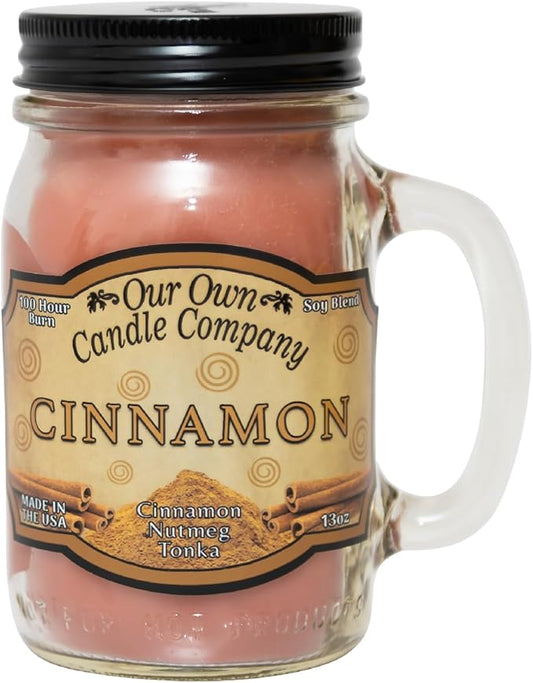 Our Own Candle Company, Cinnamon Scented Mason Jar Candle, 100 Hour Burn Time, 13 Ounces
