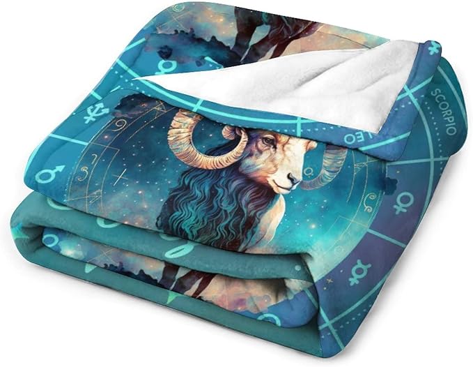 Aries Blanket Gifts, 40" x 30" Rectangular Flannel Zodiac Throw Cozy, Blankets Gift for Boys Girls Teen Women Men Tarot Cards Lovers Birthday Anniversary Festival