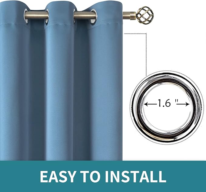 BGment Blackout Curtains for Bedroom - Grommet Thermal Insulated Room Darkening Curtains for Living Room, Set of 2 Panels (38 x 84 Inch, Faded Denim)