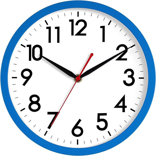 AKCISOT Wall Clock 10 Inch Silent Non-Ticking Modern Clocks Battery Operated - Analog Classic for Office, Home, Bathroom, Kitchen, Bedroom, School, Living Room(Blue)