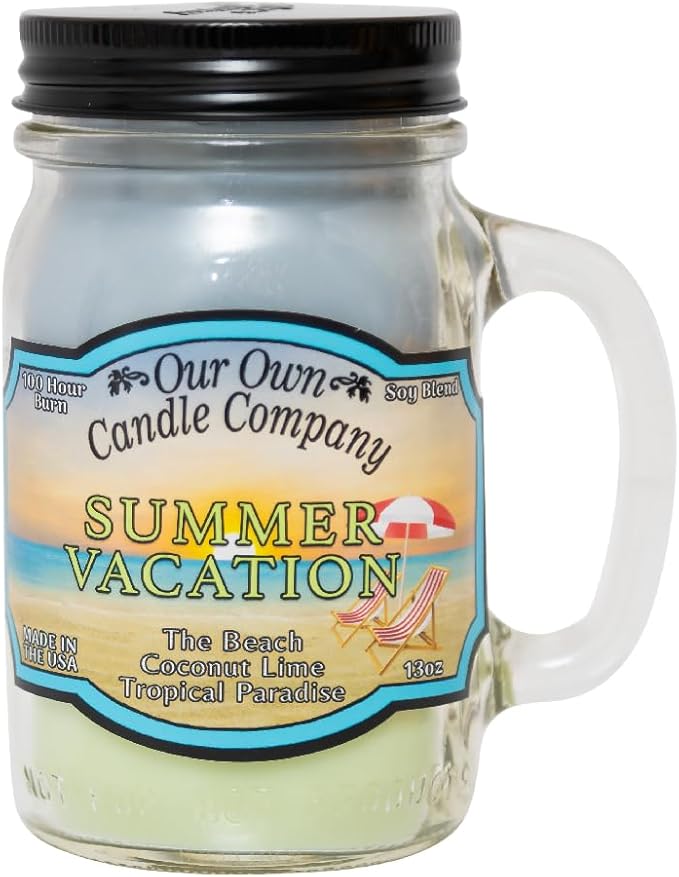 Our Own Candle Company Summer Vacation Scented Mason Jar Candle, 100 Hour Burn Time, 13 Ounces
