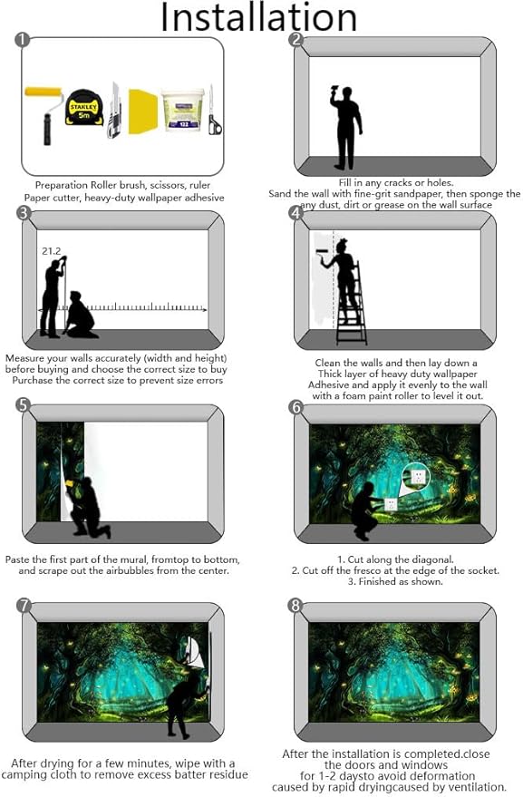 Fantasy Forest Wallpaper, Large Wall Background Mural for Living Room Sofa Background Wall Mural(Non-self-Adhesive)