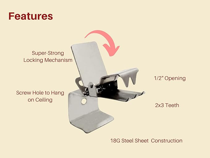 Rug Clips Heavy Duty – 100 Pack Rug Grippers with Alligator Jaw Grip for Hanging Large Rugs, Mats – with 1"x1" Base for Display Rack