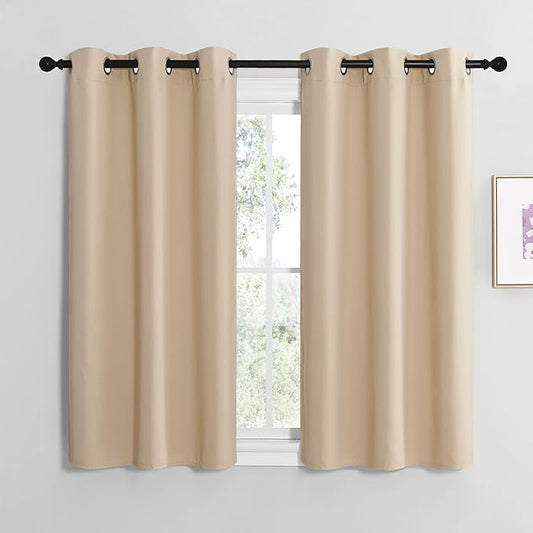 NICETOWN Room Darkening Draperies Window Curtain Panels, Thermal Insulated Grommet Room Darkening Curtains for Bedroom (Biscotti Beige, 2 Panels, W42 x L48 -inch)
