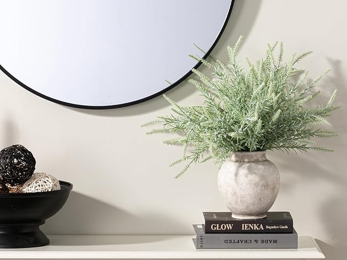 Ceramic Flower Vase, 6.7 Inch White Rustic Farmhouse Decorative Vase Pottery Pampas Grass Vases for Home Decor Table Living Room Entryway Mantel Bookshelf Bedroom Bathroom Kitchen - Rustic White