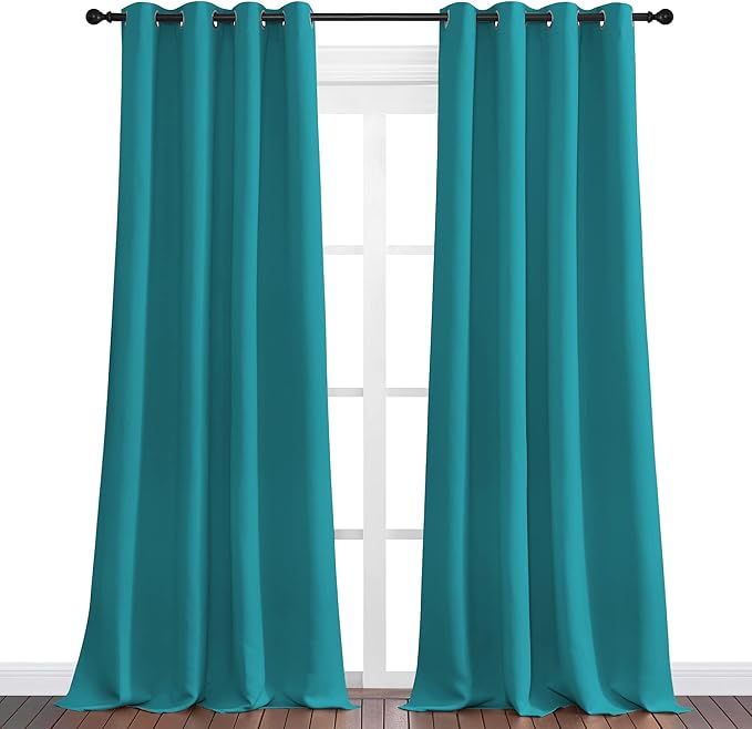 NICETOWN Room Darkening Curtains 102 inch Length 2 Panels, Peacock Teal, 2 Pieces, W55, Thermal Insulated Grommet Blackout Curtains for Modern Casual Elegant Bedroom Kids Room Theme Decoration