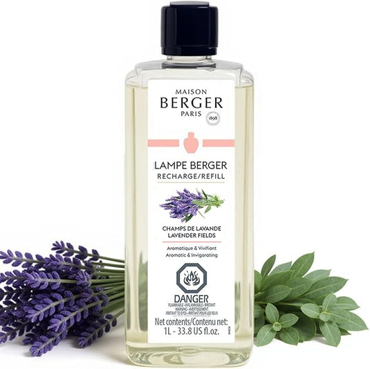 MAISON BERGER - Lavender Fields - Lampe Berger Fragrance Refill for Home Fragrance Oil Diffuser - Air Freshener - 33.8 Fluid Ounces - 1 Liter