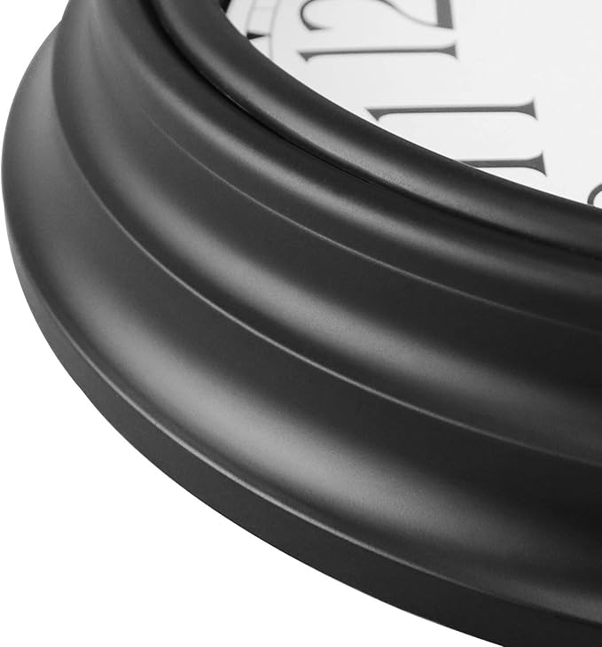 Foxtop Silent Non-Ticking Round Classic Clock Retro Quartz Decorative Battery Operated Wall Clock for Living Room Kitchen Home Office (12 Inch, Black)