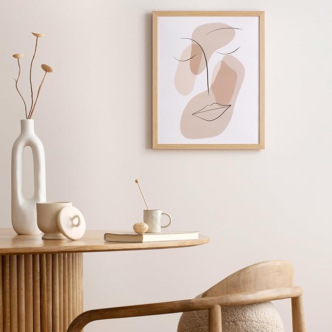 11x14 Oak Wood Picture Frame - Minimalist 11x14 Poster Frame, 11"x14" Frame Wood, Natural Solid Wooden Picture Frames for Wall Art Photo and Prints(1 Pack, Beige)