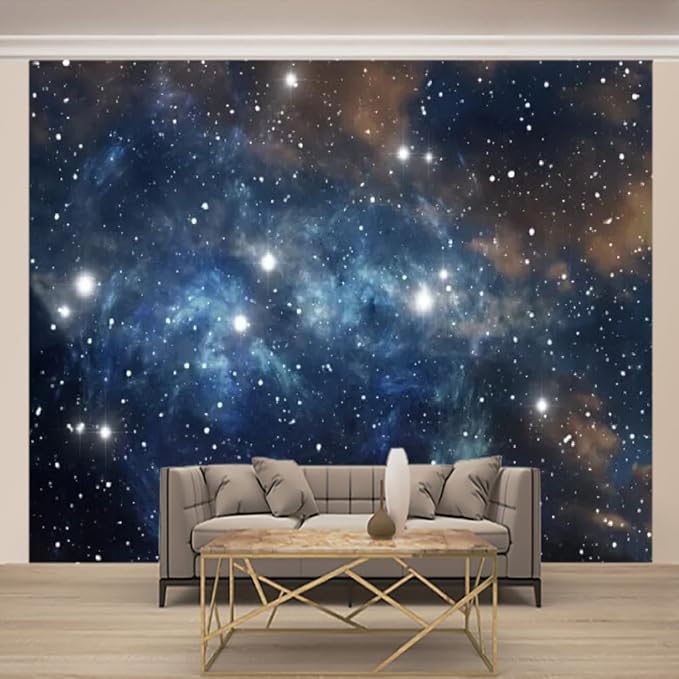 GeRRiT Universe Starry Sky Wall Mural Decal, Galaxy Stars Peel and Stick Wallpaper Wall Stickers for Dormitory Office Home Decor Living Room Bedroom Wall Decor,99""W x66""H