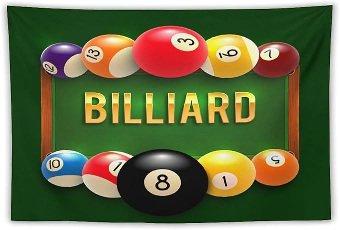 ZhiRain Snooker Billiards Tapestry Wall Hanging Modern Sports Theme Billiard Eight Ball Tapestries Home Decor for Living Room Bedroom Farmhouse Apartment Dorm 40"x60"