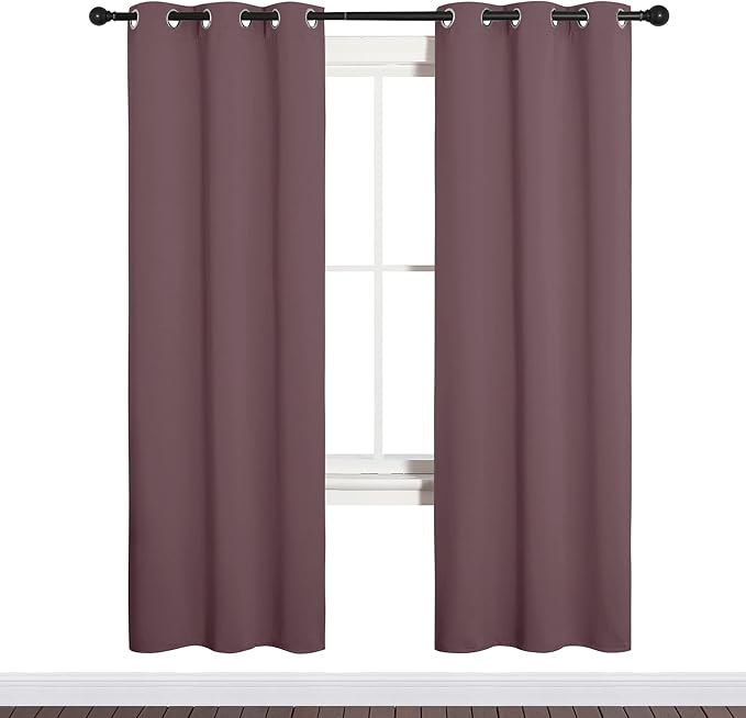 NICETOWN Bedroom Curtain Panels Blackout Draperies, Dry Rose, 1 Pair, 34 by 72-inch, Thermal Insulated Solid Grommet Blackout Curtains/Drapes