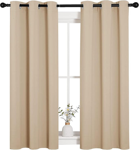 NICETOWN Room Darkening Draperies Window Curtain Panels, Thermal Insulated Grommet Room Darkening Curtains for Bedroom (Biscotti Beige, 2 Panels, W34 x L54 -inch)
