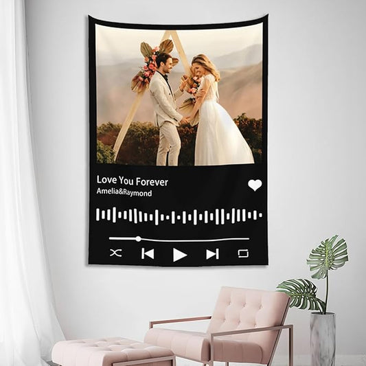 Custom Wall Tapestry Bedroom Custom Backdrop Personalized Image Text Photo Customized Funny Tapestry Signs Personalized Banners Song Vertical Tapestries 51×60in
