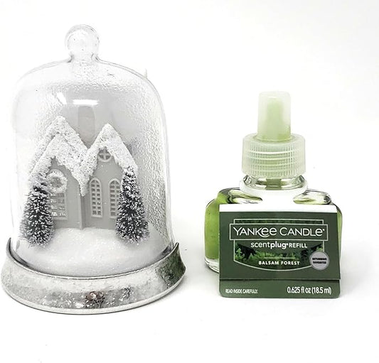 Yankee Candle Twinkle Snow Globe ScentPlug Diffuser with LED and Balsam Forest Home Fragrance Refill