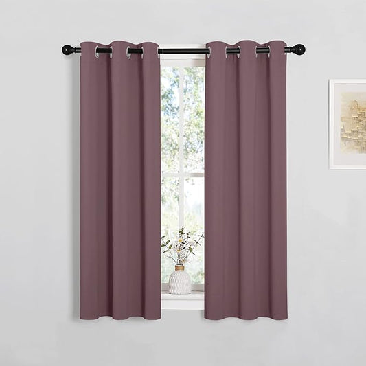 NICETOWN Bedroom Curtain Panels Blackout Draperies, 1 Pair, 29 by 40 inches, Dry Rose, Thermal Insulated Solid Grommet Blackout Curtains/Drapes for Small Window