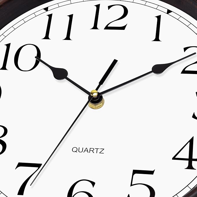 Foxtop 12 Inch Wall Clocks Battery Operated Silent Non-Ticking Classic Vintage Retro Wall Clock Decorative for Office Living Room Kitchen Home (Bronze)