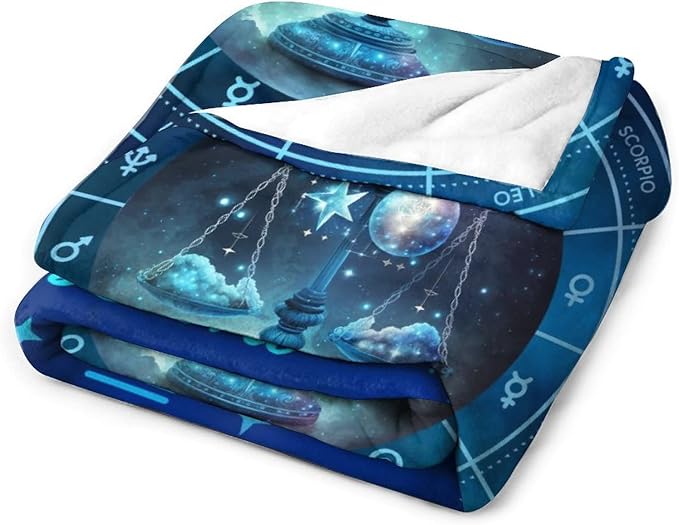 Libra Blanket Gifts, 40" x 30" Rectangular Flannel Zodiac Throw Blanket Cozy, Gift for Boys Girls Teen Women Men Tarot Cards Lovers Birthday Anniversary Festival
