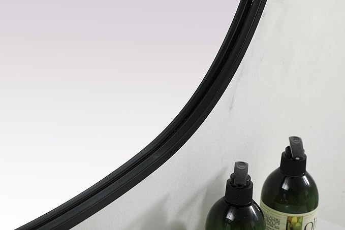 Gleam, Metal Frame Oval Mirror 30X36 Inch in, Modern, Black