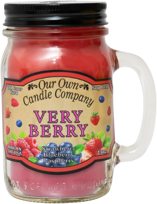 Our Own Candle Company, Very Berry Scented Mason Jar Candle, 100 Hour Burn Time, 13 Ounces
