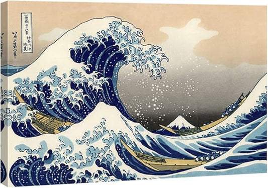 Wieco Art Great Wave of Kanagawa Katsushika Hokusai Extra Large Modern Gallery Wrapped Giclee Canvas Prints Abstract Seascape Sea Artwork Pictures Paintings on Canvas Wall Art for Home Decor XL