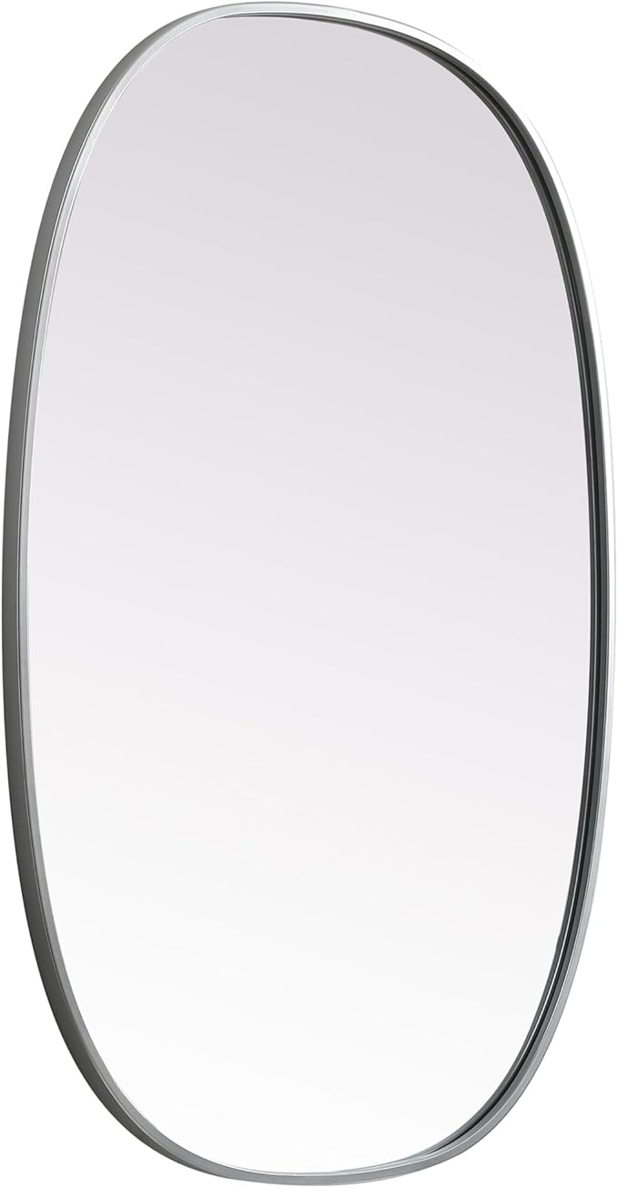 Gleam, Metal Frame Oval Mirror 27X40 Inch in, Modern, Silver