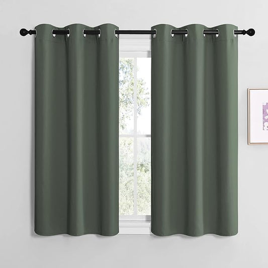 NICETOWN Blackout Curtain Panels, Home Decoration Thermal Insulated Solid Grommet Blackout Drape for Dining Room (Dark Mallard, 1 Pair, 42 by 48-Inch)