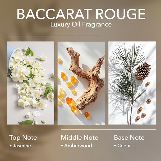 Diffuser Oil Inspired by Baccarat Rouge, 6.7 FL Oz, 200 mL,Luxury Hotel Scent for Home, Bathroom, Spa & Office, Essential Oil Blend for Aromatherapy, Amberwood & Cedar.