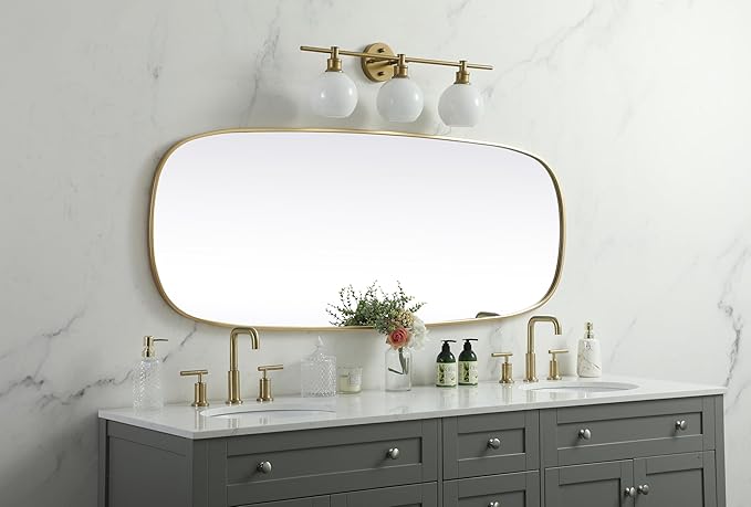 Gleam, Metal Frame Oval Mirror 24X60 Inch in, Modern, Brass