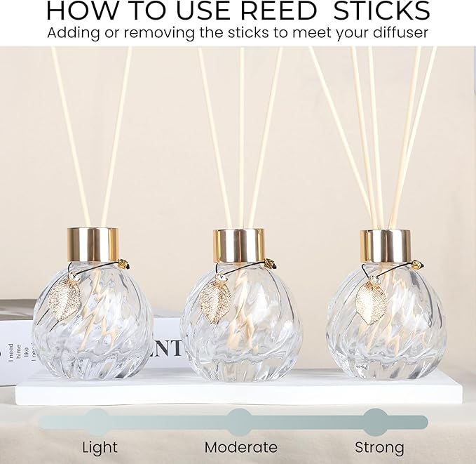 4Pcs Reed Diffuser Set with Metal Golden Decoration, Empty Reed Diffuser Bottles with 20Pcs Reed Diffuser Sticks, Unique Design Bottles for Home and Office(2 Spiky Ellipsoidal+2Twill)