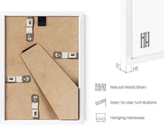 HAUS AND HUES 4x6 White Aluminum Frame Set of 3 - Vertical Hanging, Easel Back for Tabletop, Shatterproof Plexiglass (4x6 in, White)