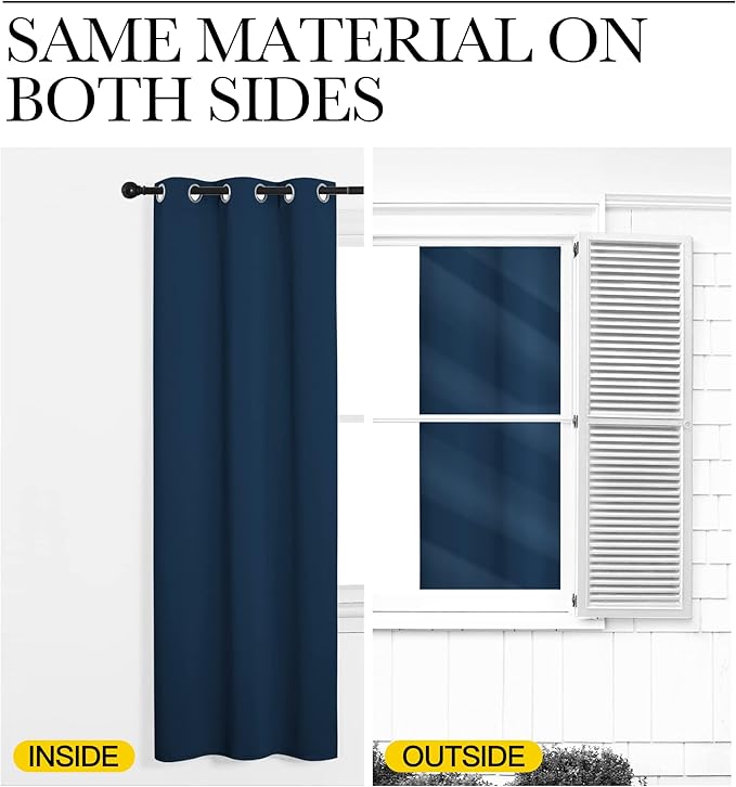 NICETOWN Window Curtain Panels, Thermal Insulated Solid Grommet Blackout Draperies/Drapes for Basement (Moroccan Blue, 1 Pair, 34 by 54-inch)