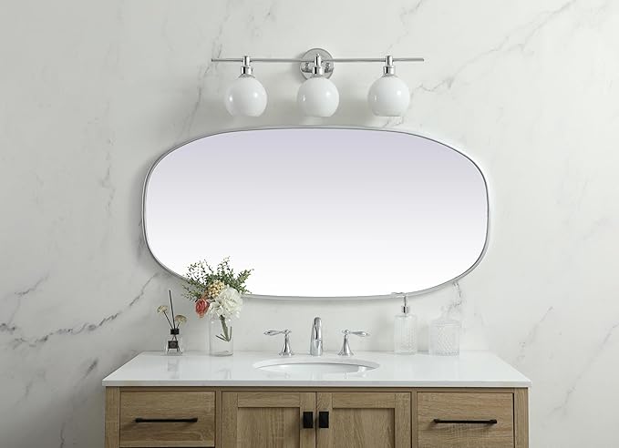 Gleam, Metal Frame Oval Mirror 24X48 Inch in, Modern, Silver