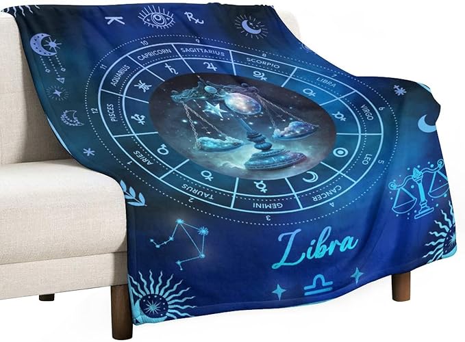 Libra Blanket Gifts, 40" x 30" Rectangular Flannel Zodiac Throw Blanket Cozy, Gift for Boys Girls Teen Women Men Tarot Cards Lovers Birthday Anniversary Festival