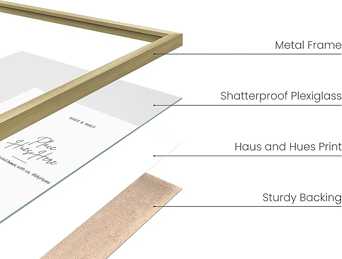 HAUS AND HUES 4x6 Gold Metal Picture Frames - 4X6 Photo Frames - Features Premium Aluminum, Vertical Hanging, Easel Back for Tabletop, Home, Office (4x6 in, Gold, Set of 3)