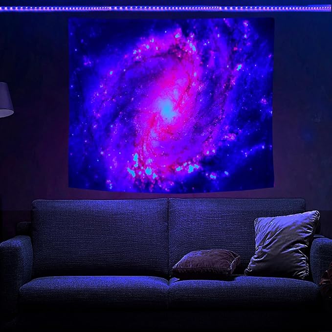 PSYHILAR Blacklight Posters for Adults and Teens Purple UV Reactive, Space Galaxy Black Light Tapestry for Boys Room (59 x 51 Inches)