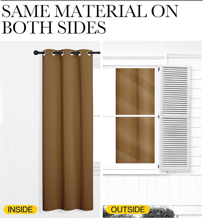 NICETOWN Sleek Blackout Curtains 45 inches Length for Small Windows, Noise Reducing and Block Draft Panels for Door Doorway Laundry Office Luxury Decor Theme (2 Panels, Gold Brown, W29 x L45 -Inch)