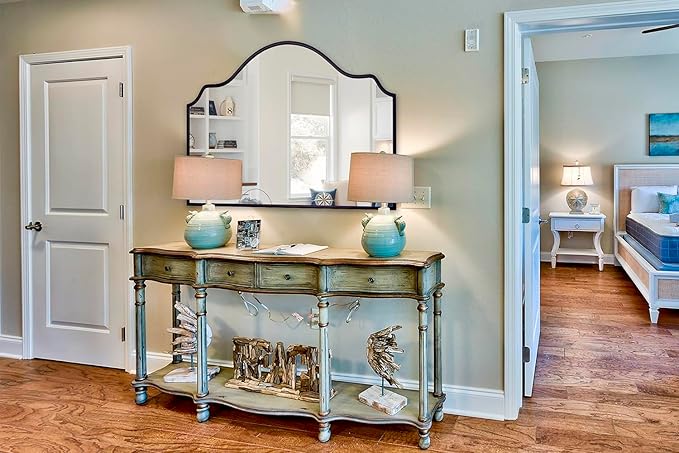 Chende Large Black Mirror, 47'' x 32'' Arched Mirror with Wooden Frame, Modern Decorative Wall Mirror for Living Room, Fireplace, Entryway