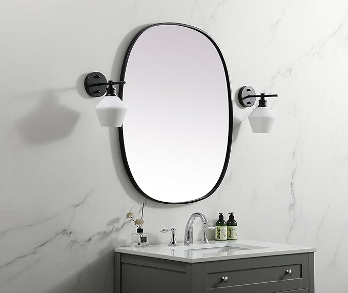 Gleam, Metal Frame Oval Mirror 30X36 Inch in, Modern, Black