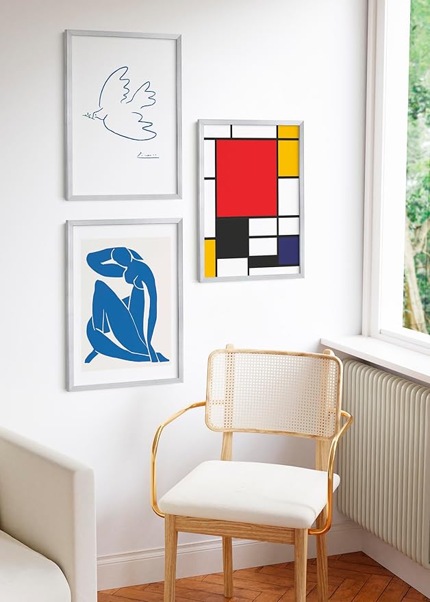 HAUS AND HUES 20x30 Silver Metal Picture Frames - Premium Aluminum with Hanging Hardware, Shatterproof Plexiglass - Ideal for Home or Office (20x30 in, Silver, Set of 3)