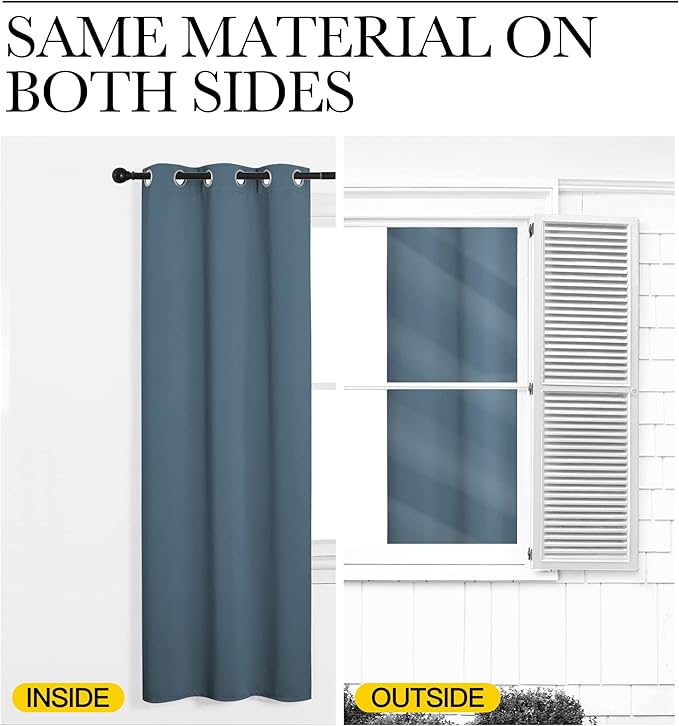 NICETOWN Smoky Blue Blackout Curtains 78 inches Length for Living Room, 2 Panels, 55" Wide, Thermal Insulated Decoration Drapes for Bedroom Window