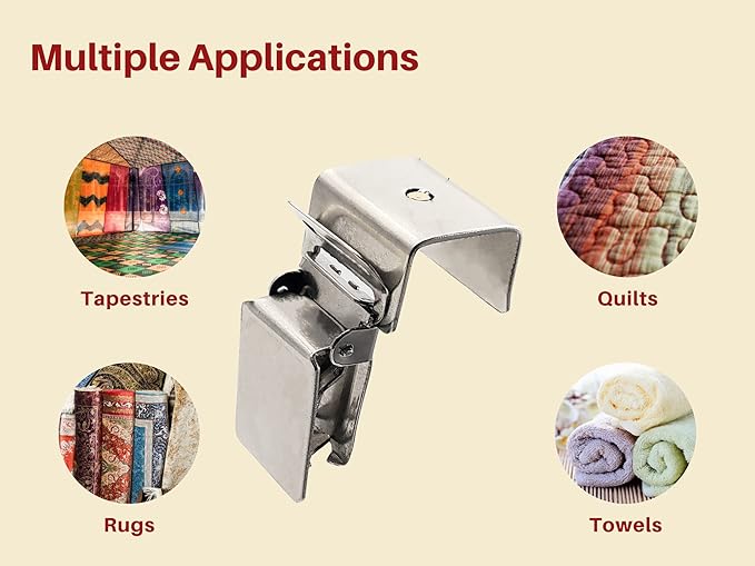 Rug Clips Heavy Duty – 10 Pack Rug Grippers with Alligator Jaw Grip for Hanging Large Rugs, Mats – with 1"x1" Base for Display Rack