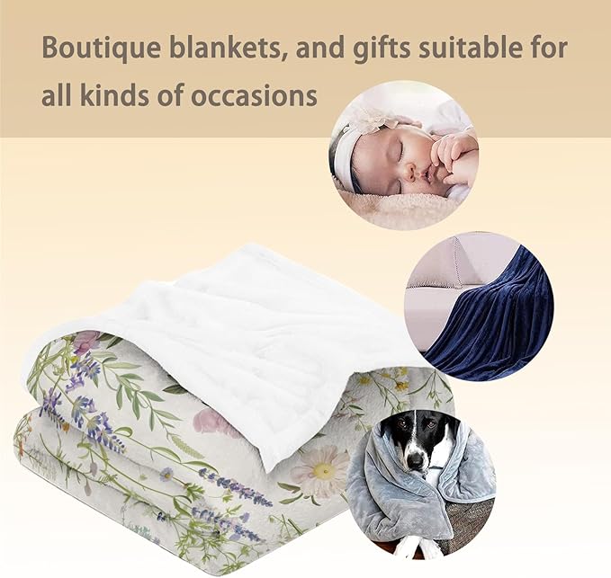 Floral Blanket - Soft, Cozy, Lightweight Flannel Throw Blankets for Couch, Bed, and Travel - Fuzzy, Fluffy Decor Perfect for Outdoor Use and Home Decor, Beautiful Flower Design 50×40 in