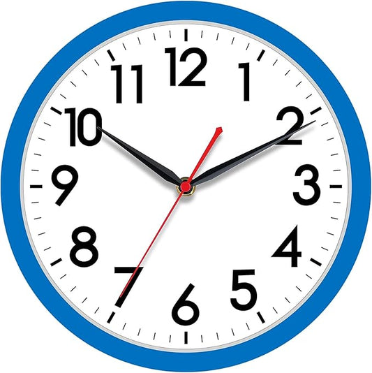 AKCISOT 12 Inch Wall Clock Silent Non Ticking Modern Wall Clocks Battery Operated, Analog Classic Clock Decorative for Bedroom, Kitchen, Home Office, Bathroom, School, Living Room(Blue)