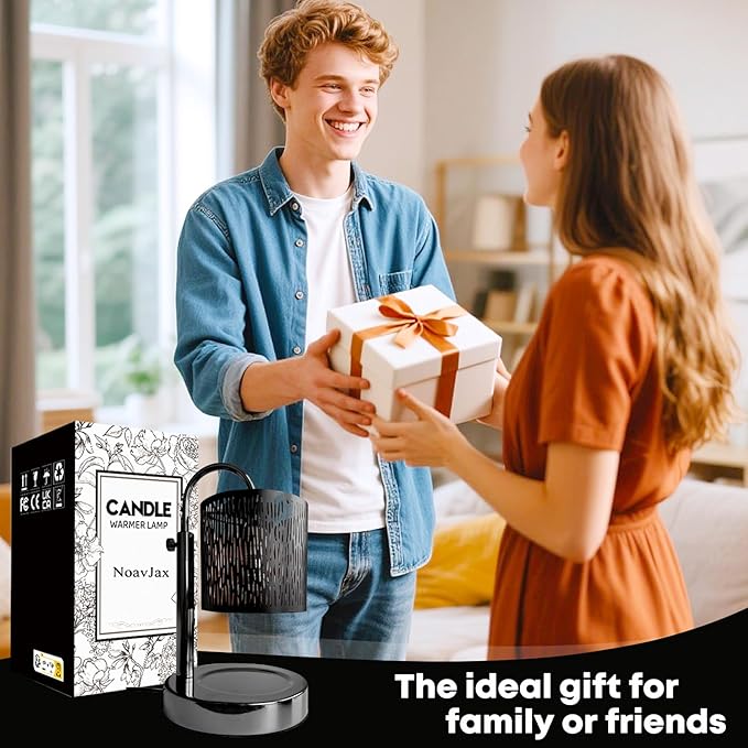 Candles Warmer Lamp with Timer and Dimmer, Home Bedroom Decor, Electric Adjustable Candle Wax Warmer Melter, Vintage Decor Birthday Monther Day Gifts,2 Bulbs，Black