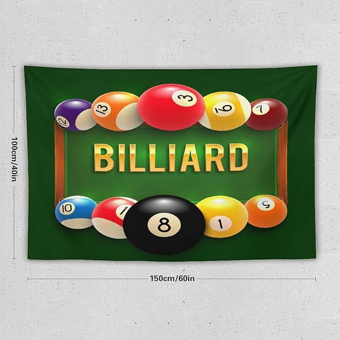 ZhiRain Snooker Billiards Tapestry Wall Hanging Modern Sports Theme Billiard Eight Ball Tapestries Home Decor for Living Room Bedroom Farmhouse Apartment Dorm 40"x60"