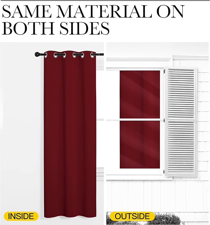 NICETOWN Burgundy Red Blackout Curtains 48 inches Length for Laundry Room, 2 Panels, 42" Wide, Thermal Insulated Decoration Drapes for Short Window
