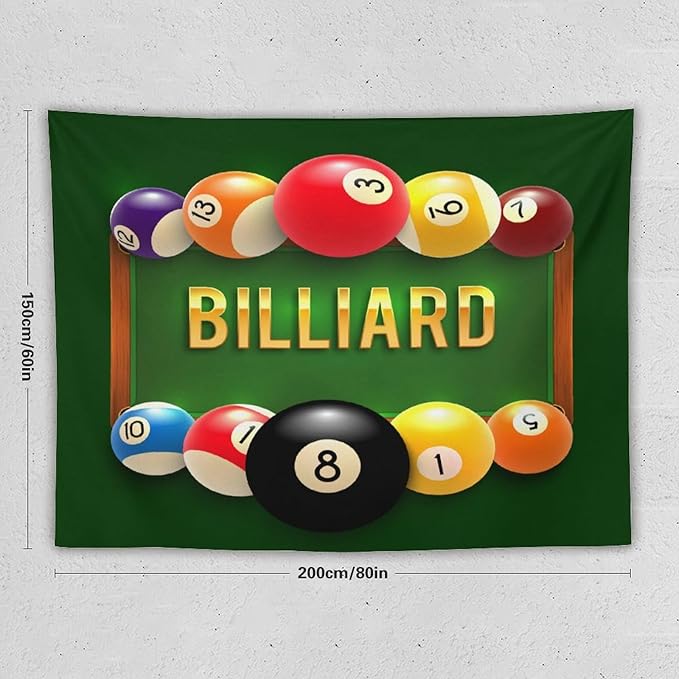 ZhiRain Snooker Billiards Tapestry Wall Hanging Modern Sports Theme Billiard Eight Ball Tapestries Home Decor for Living Room Bedroom Farmhouse Apartment Dorm 60"x80"