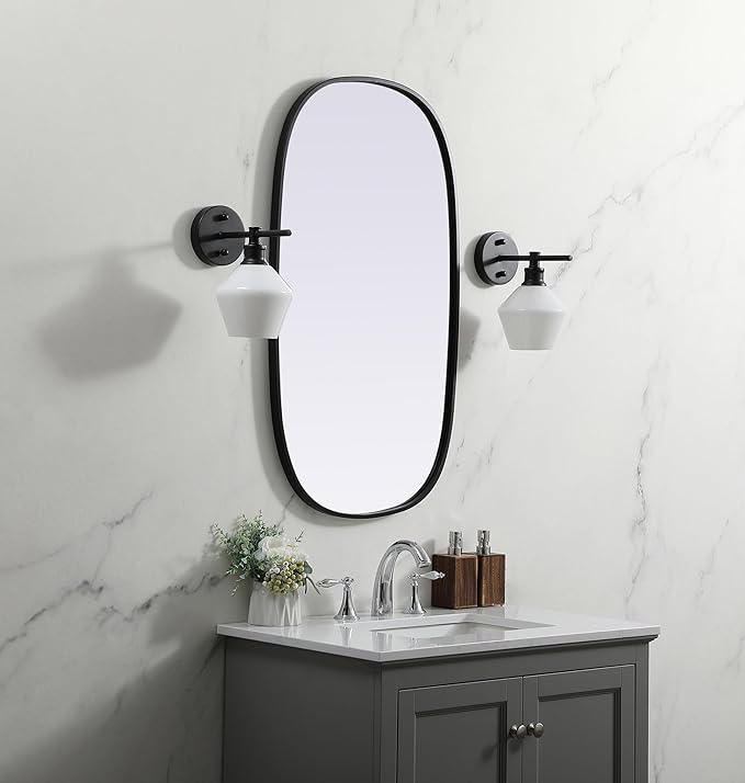 Gleam, Metal Frame Oval Mirror 20X36 Inch in, Modern, Black